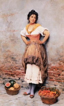  dama - vendedor de frutas Eugene de Blaas hermosa mujer dama